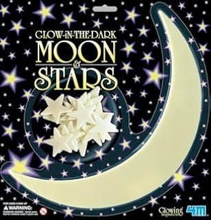 5 Pack of Glow-in-The-Dark Moon and Stars - 1 Moon/12 Stars image