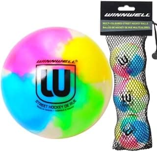 Winnwell Sports Street Hockey Balls - Indoor & Outdoor Balls with Storage Bag - Hockey Gear Ideal for Road, Or Street Hockey Games – 65mm & 50 Gram Weight image