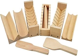 Sushi Mold - Sushi Making Kit Includes Sushi Shape Molds and Spatula, Natural Beech Wood - Utensil, DIY Japanese Snacks, Plate image