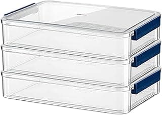 A4 Scrapbook Paper Storage, Photo Storage Box, Plastic File Box (3Pack, Blue)