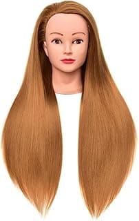 Female Mannequin Head with 100% Synthetic Hair for Hair Training Styling Solon Hairdresser Dummy Doll Head for Practice Hairstyle image