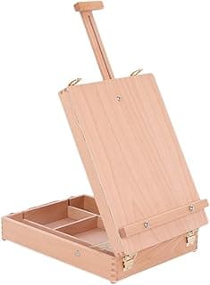 Easel Artists Painting Set, Adjustable Art Table Easel, Art & Craft Workstation Indoor Outdoor Wooden Portable Desktop Drawing Case Board, Folding Painter Sketching Box with Storage Shelf image
