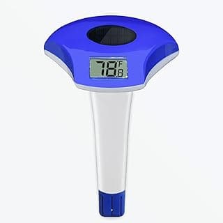 Pool Thermometer, Solar-Powered Digital Floating Thermometer with LCD Display, IPX8 Pool Thermometer Gauge for Swimming Pools, Hot Tubs, Spa image