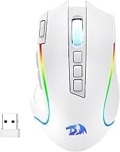 Redragon M612 PRO RGB Gaming Mouse, 8000 DPI Wired/Wireless Optical Gamer Mouse with 9 Programmable Buttons & 6 Backlit Modes, BT & 2.4G Wireless, Software Supports, White image