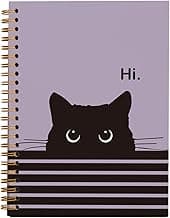 OXW Cat Notebook Journal, Aesthetic School Supplies, Back to School Stuff Notebooks for Girls Note Taking, Purple College Ruled Hardcover Spiral Notebook 5.5 x 8.3 image