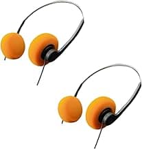 2Pcs Orange Retro Over-Ear Headphone,Vintage Feelings Underwire Headphone,Hi-Fi Stereo Earphone Headset, Retro Lightweight Earphones for Most Mobile Phones Playback Pevices Headphones image