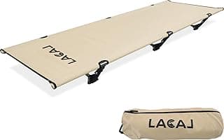 Foldable 4lb Camping Cot, Durable Travel Cot, Ultralight for Backpacking, Summer Hiking, Mountaineering, Easy to use for Woman & Man, Comes with Storage Bag(Beige)