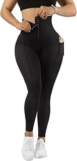MOOSLOVER Women Corset High Waisted Leggings with Pockets Tummy Control Body Shaper Yoga Pants image