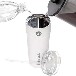 2-in-1 Hot & Cold Vacuum Insulated Tumblers, 30oz Stainless Steel Dual Chamber, Leak-Proof, BPA-Free, Fits Cup Holder, Travel Coffee Mug, Split Cup, 2 Drink, 2 Sides, Coffee & Water (Harper White) image