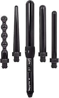 NuMe Lustrum 5 in 1 Tourmaline Ceramic Curling Wand Set with Interchangeable Barrels, Digital Display, Automatic Shutoff Feature. Heat Up to 410°F image