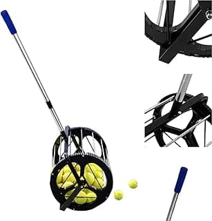 Tennis Ball Picker Platen Style Ball Retrievers Automatic Ball Hopper Basket Rolling Tennis Ball Collector for Training image