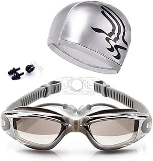 Swimming Goggles Set Diving Anti-Fog Glasses with Earplugs Nose Clip Caps Pool Silicone Swim Glasses image