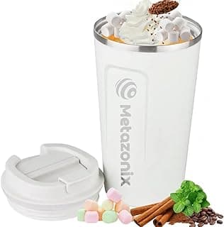 17oz Stainless Steel Coffee Mug - Coffee Travel Mug Spill Proof Leak Proof - Insulated Coffee Mug With Lid - Travel Coffee Tumbler - Travel Coffee Mug - BPA Free (White), 17.2 0z