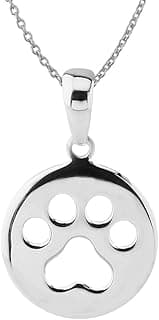 Dog Paw Print Pendant Necklace – 18-inch Sterling Silver Paw Print Necklace – 925 Sterling Silver image