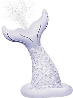 PoolCandy Mermaid Print Inflatable Toys Collection of Pool Floats, Beach Balls, Dipping Pools, Pool Rafts & More. (Mermaid Print Giant Tail Sprinkler)