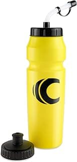 1 Liter Sports Water Bottle with Straw & Squeeze Lid, BPA Free, Leakproof, Great for Sports Requiring Helmets like Hockey Lacrosse Football Boxing (Yellow) image