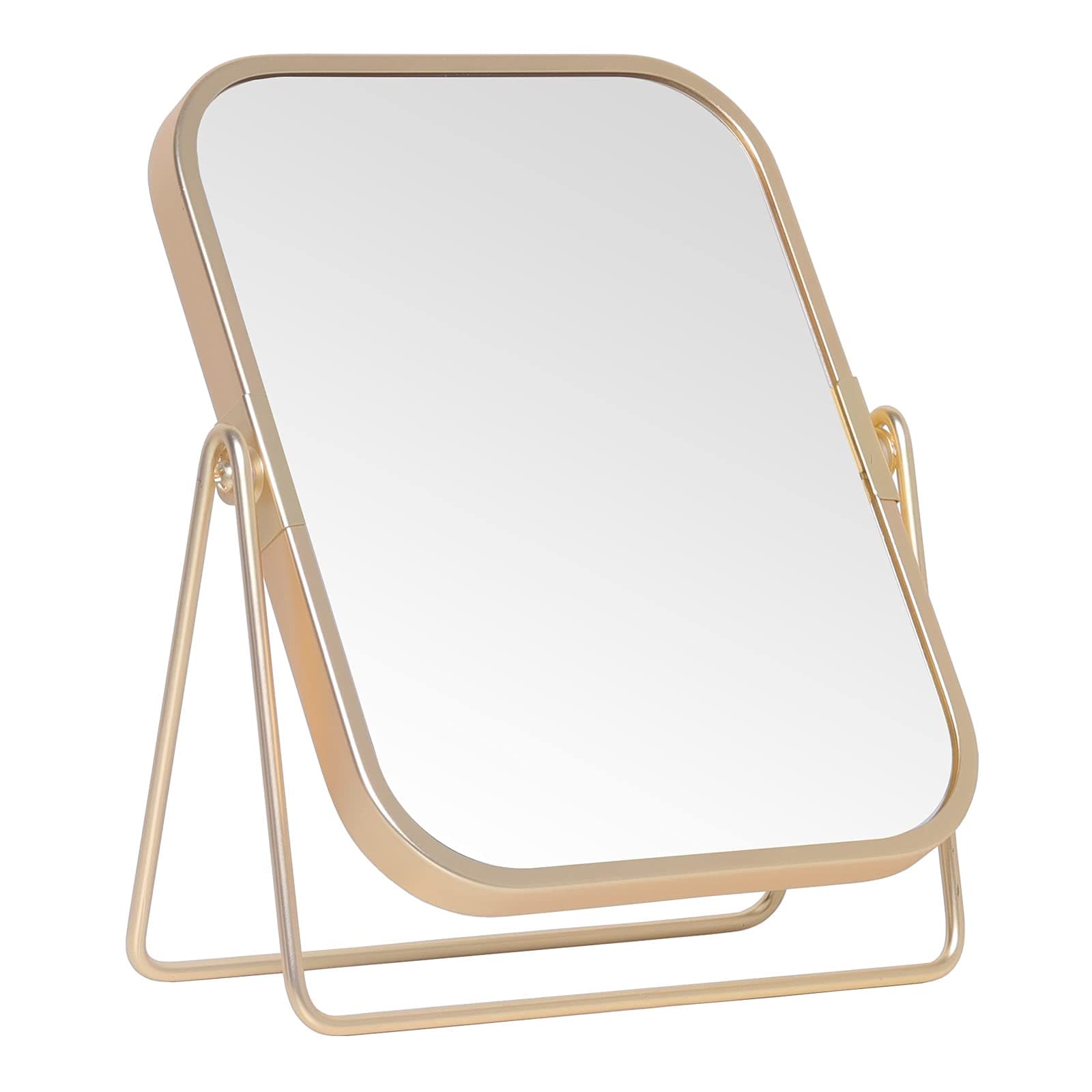 LONGSHENG - SINCE 2001 - Gold Tabletop Makeup Mirror Double Side Square Vanity Mirror Desk Mirror for Home Bathrom image