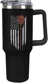 Volleyball Flag Tumbler with Lid and Straw 40 Oz Insulated Leak-Proof Water Bottle Travel Mug with Handle image