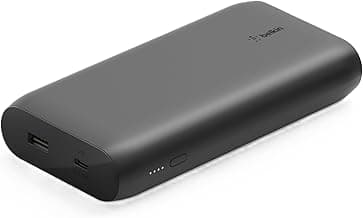 Belkin BoostCharge USB-C PD 20000 mAh Power Bank, Portable Battery Charger for iPhone 16, iPad Pro, Samsung Galaxy S25, Nintendo Switch 2 & More - USB-C Cable Included - Black