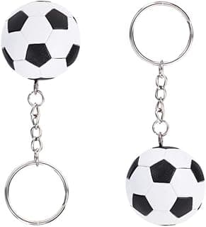 Amosfun 2PCS Soccer Keychains Sports Ball Key Ring Mini Football Key Holder for Kids Teens Men Birthday Backpack Goodie Bag Stuffers image