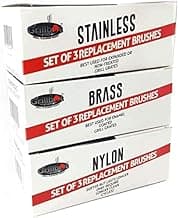 Grillbot Grill Brushes Bundle – Replacement Brushes for Grillbot Automatic Grill Cleaning Robot, Set of 3 Each Stainless Steel, Nylon and Brass Variety Pack