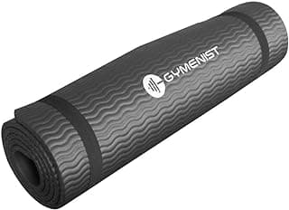 GYMENIST Thick Exercise Yoga Floor Mat Nbr 24 X 71 Inches Great for Camping Cardio Workouts Pilates Gymnastics (Black) image