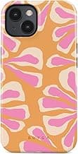 BURGA Phone Case for iPhone 15 Hard Shell Protection Pink Orange Flowers | Cute, Trendy, Aesthetic, Pattern Phone Cover, fits Apple iPhone 15, Case for Women and Men