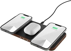 Woodcessories - Wireless Multi Charger inductive charging station made of wood - compatible with 3 Qi enabled devices (Walnut) image