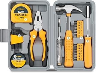 24Piece Tool Set General Household Hand Tool Kit with Plastic Toolbox Storage Case Blue for Woman-Include All Essentials image