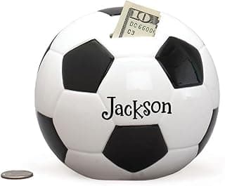 Soccer Ball Coin Bank Ceramic Money Bank with Custom Name image