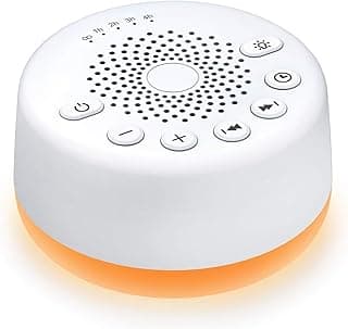 Sound Machine Easysleep White Noise Machine with 25 Soothing Sounds and Night Lights with Memory Function 32 Levels of Volume and 5 Sleep Timer Powered by AC or USB for Sleeping Relaxation (White) image