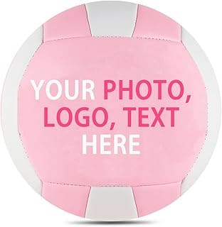 Customized Volleyball Size 5, Personalized Custom Volley Ball with Photo, Name, Text, Gift for Daughter Son Granddaughter Grandson Boy Girl Coach Beginner (Pink and White)