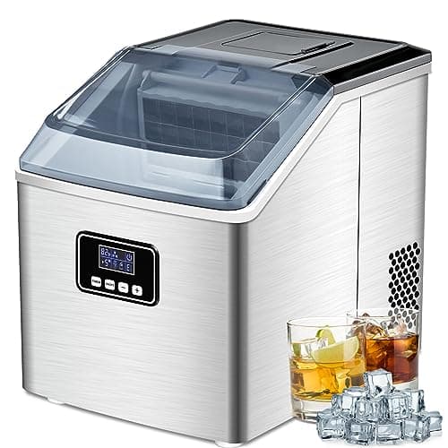 FREE VILLAGE Countertop Ice Maker, Ice Cube Maker Machine with Ice Scoop & Basket, 40Lbs/Day, 24Pcs/13Mins, Timer, Self-Cleaning, Portable Ice Maker Countertop for Home Kitchen Office Bar Party