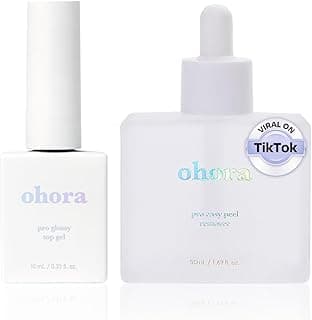 ohora Semi Cured Gel Nail Strips (Nail Essential Duo) - Works with Any Nail Lamps, Salon-Quality, Long Lasting, Easy to Apply & Remove - Includes 4 Prep Pads, Nail File & Wooden Stick image