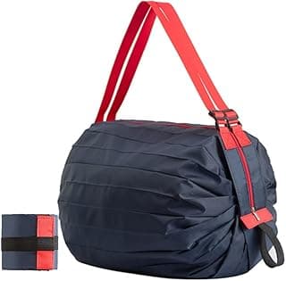 Reusable Shopping Bags, Foldable Grocery Storage Tote, Waterproof Oxford Cloth Bag for Shop, Large Durable Heavy Duty, Navy image