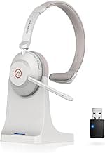 Bluetooth Headset, Wireless Headset with Mic Mute & USB Dongle, 45H+ Wireless Headphones with Microphone Noise Canceling & Charging Dock for Work/Office/PC/Meeting/Zoom/Skype/MS Teams image