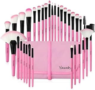 Professional Makeup Brush Set with Eco-Friendly Wooden Handles and Bag Pink image