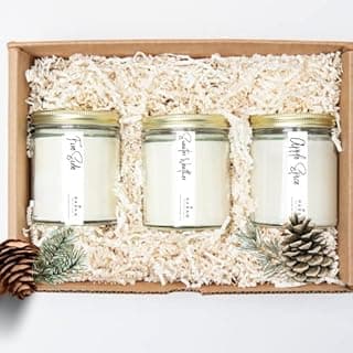 Holiday Candle Gift Set, 3pc 9 oz Candle gifts, Fall Scented Soy Candles, Hostess Gifts, Handmade Small Batch Soy Candles, Christmas gift set image
