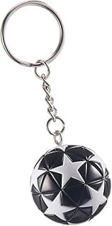 KCKEYS Geometric Soccer Ball Keychain, Black and Silver Football World Cup Key Chain Pendant, Sports Ball Key Chain, Backpack Decoration Hanging, School Boys Girl Kids Carnival Reward Birthday Gift image
