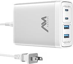 Amlink 100W USB C Charging Station, 4-Port Desktop USB C Fast Charger, Portable 65W GaN Laptop Charger for MacBook Pro/Air/iPad Pro/iPhone/Samsung Galaxy Note