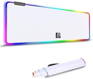 RGB Mouse Pad, Large Led Gaming Mouse Mat with 14 Lighting Modes, Smooth Waterproof Surface, Non-Slip Rubber Base, Computer Keyboard Mousepad (31.5 x 11.8 x 0.2 Inch, White) image