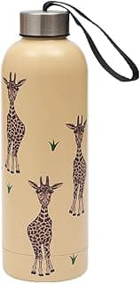17oz Insulated Thermal Bottle Reusable Stainless Steel Travel Bottle with Leakproof Lid (Giraffes Beige) image
