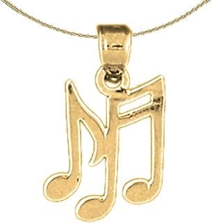 Jewels Obsession Silver Musical Notes Necklace | 14K Yellow Gold-plated 925 Silver Musical Notes Pendant with 18" Necklace image