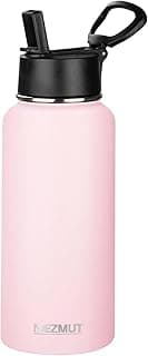 MEZMUT Insulated Water Bottle with Straw 32 oz Metal Water Bottle Leakproof Travel Stainless Steel Water Bottles Reusable Double Wall Gym Sports Thermal Flask for Camping Hiking, Pink image