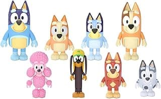 Bluey Family and Friends Figure 8-Pack: Articulated 2.5 Inch Action Figures; Bluey, Bingo, Bandit (Dad), Chilli (Mum), Coco, Snickers, Rusty and Muffin Official Collectable Toy image