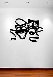 Theater Masks Comedy and Tragedy Wall Decal Vinyl Home Decoration - 20" Wide x 14" high image