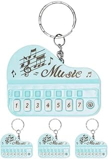 Vaguelly Piano Keyboard Keychain 4pcs Novelty Mini Electric Piano Pendant Keyring Music Instrument Charms for Bag Purse image