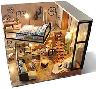 DIY Dollhouse Kit with Dust Proof Cover 1:24 Scale Wooden Toy Gift