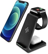 Wireless Charger Stand Dock 3 in 1 Fast Qi Wireless Charging Station for Multiple Devices Apple Watch Ultra/8/7/6/SE/5/4/3/2,Airpods Pro,iPhone 15/15 Pro/14/13/12/11/X/Pixel 7/6 Phones,Women Men Gift image