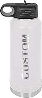 Personalized Add Your Name 32-Ounce Double Wall Insulated Stainless Steel Custom Sports Water Bottle with Flip Top Lid, Straw - Customizable image